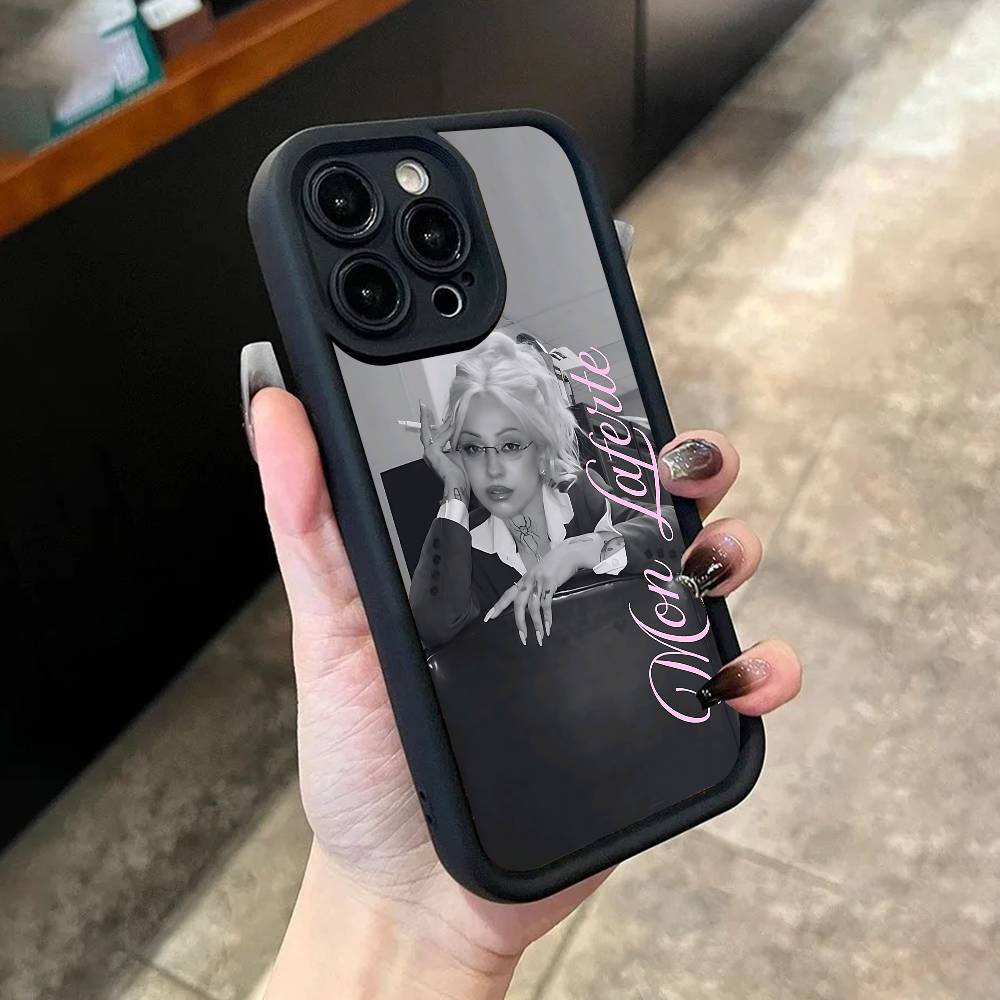 FEMME FATALE M-Mon L-Laferte Чехол для телефона Для iPhone 17,16,15,14,13,12,11,Pro,Max,Plus,X,XS,SE4,E,Mini Черный Утолщенный край Чехол