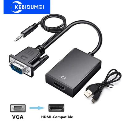 Адаптер преобразователя VGA в HDMI с аудиокабелем Кабель VGA «папа» к HDMI «мама» 1080P Адаптер VGA для ноутбука ПК к проектору HDTV