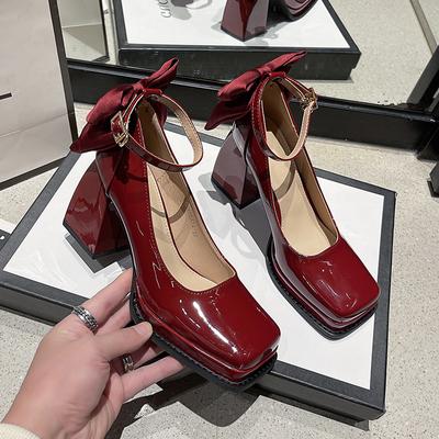 Большой размер Женские летние туфли на высоком каблуке с французским острым носком, жемчугом и толстым высоким каблуком, туфли-лодочки с закрытым носком, женские туфли на платформе