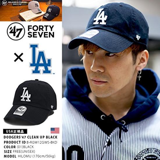 47BRAND Низкая кепка Los Angeles Dodgers Коллаборация MLB Главная лига бейсбола Аутентичная Размер F [B-RGW12GWS-BKD] Кепка, Кепка, (01) Черный,