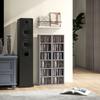 Set Of 2 CD Media Display Shelf Unit Tower Rack With Adjustable Shelves High Gloss Grey