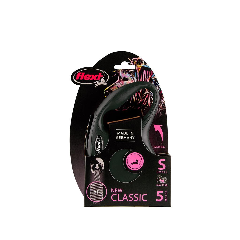 Flexi Новая классическая лента S 5м черная (До 15 кг) [Собачий поводок]