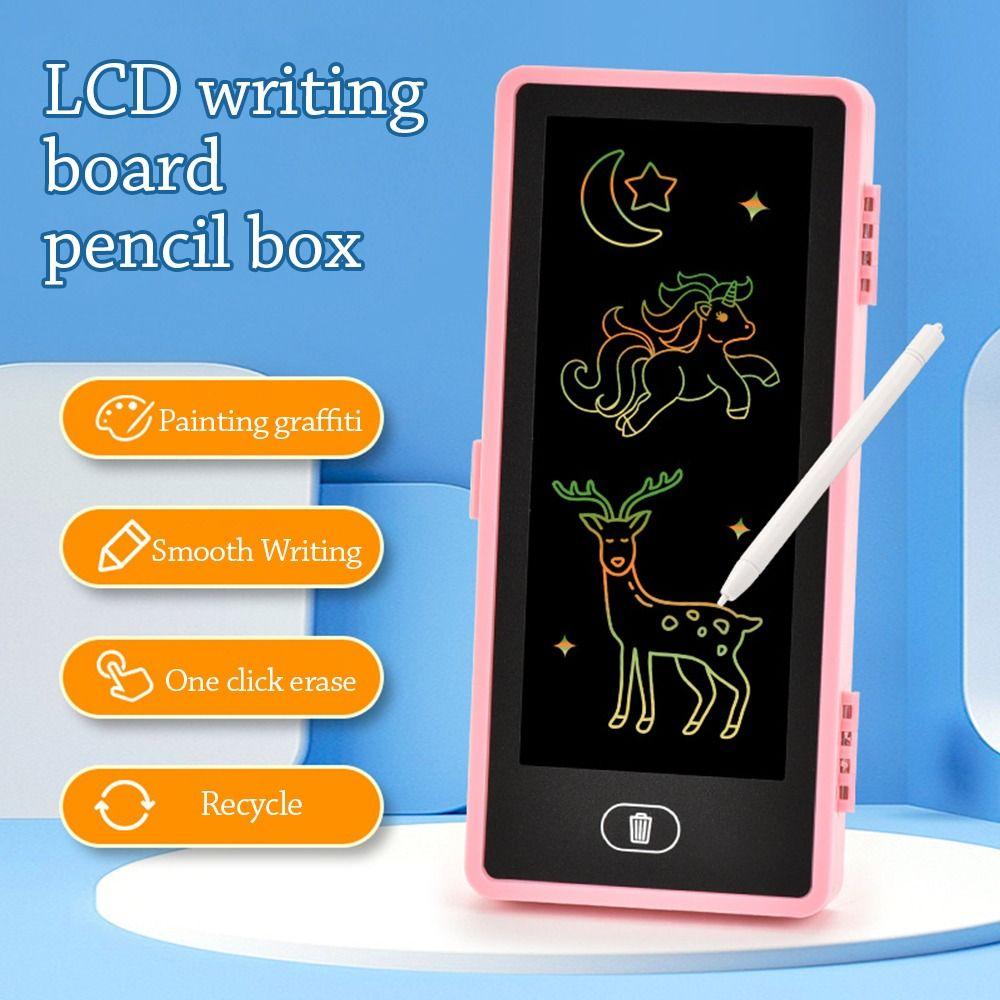 Erasable Drawing Board Pen Box with LCD Screen Stationery Box Cartoon Pen Bag  Gift