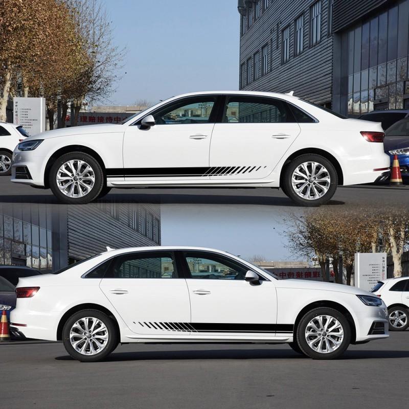 2PCS Car Side Stripes Side Stripe Skirts Graphics Vinyl Sticker Decals Racing Sport Car Stickers