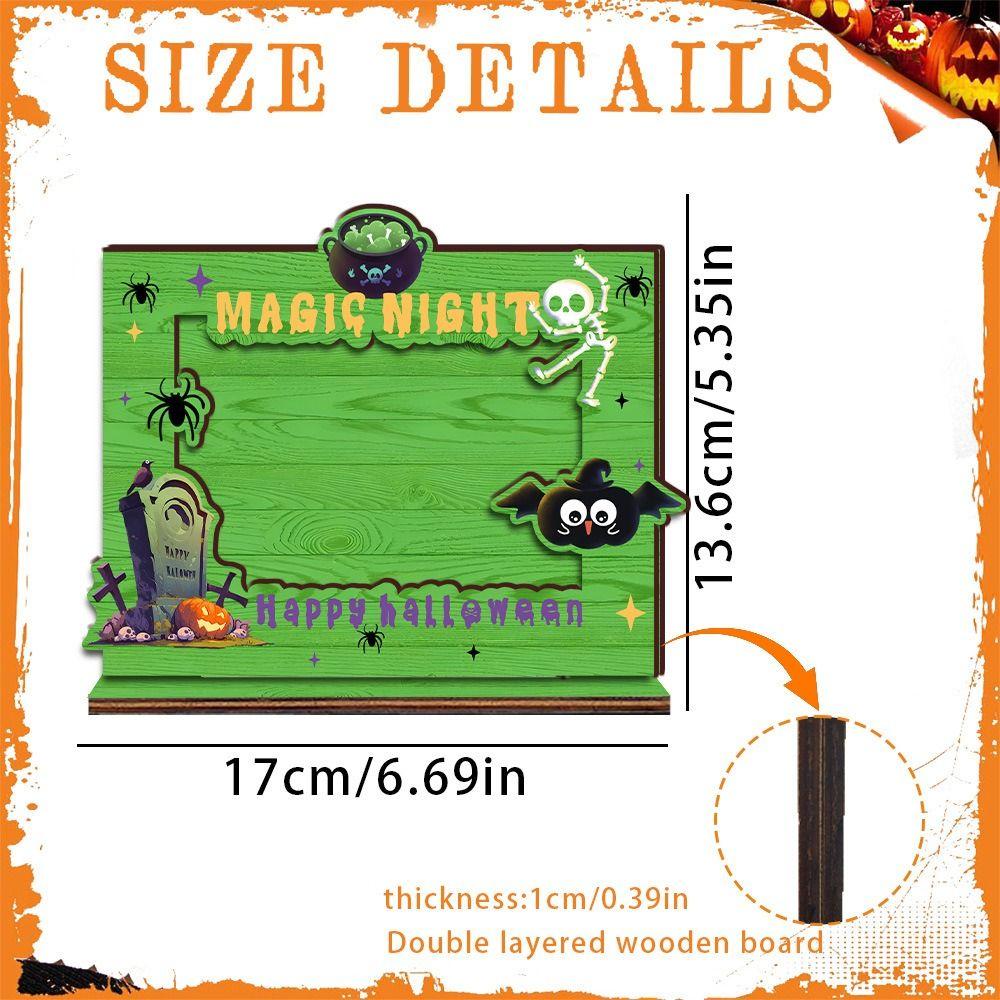 Creative Wood Photo Frame Happy Halloween Design Tabletop Photo Display Rack Living Room