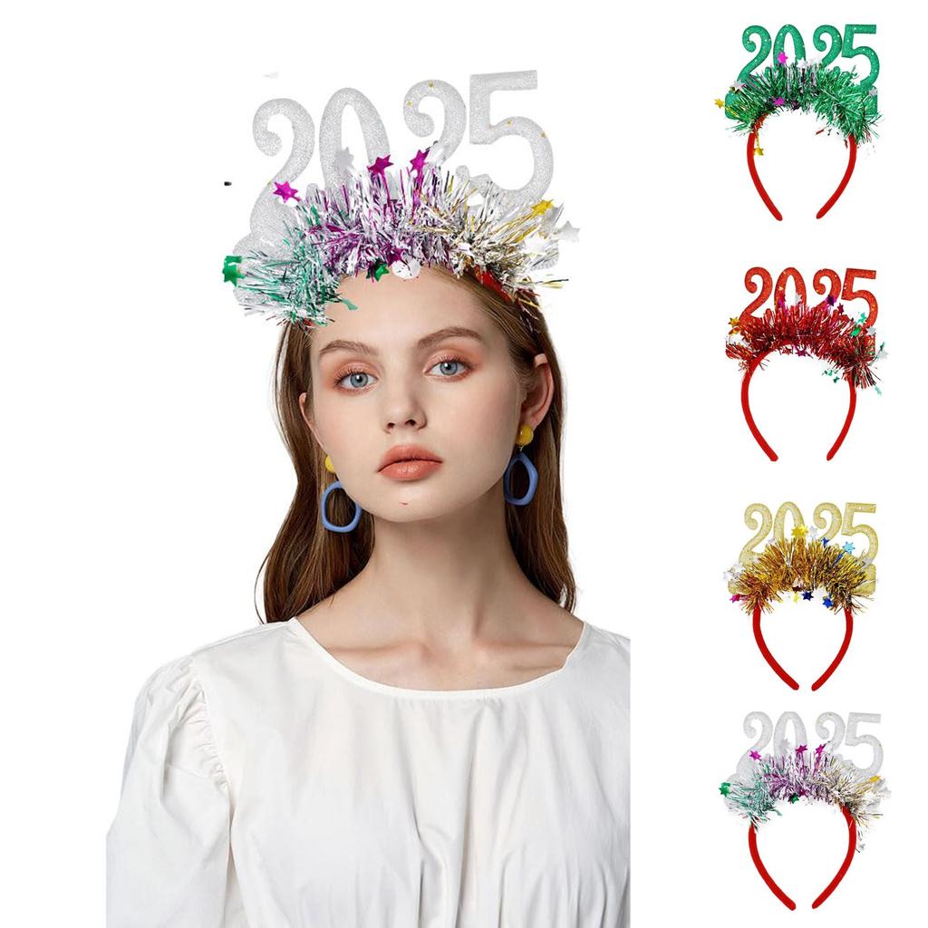 Повязка на голову в канун Нового года 2025 года - Рождественская повязка на голову - Праздничная вечеринка, нарядная повязка на голову, украшения в виде звезд - Празднование Нового года