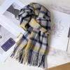 Wool Scarf Men and Women Winter Girls Plaid Scarf Atmosphere Pink Gray Plaid Birthday Gift