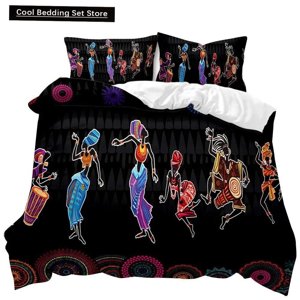 Комплект постельного белья African Woman Duvet Cover Set African Striped Twin Beddding Set Ethno Afro Traditional Exotic Queen King Polyester Qulit Cover