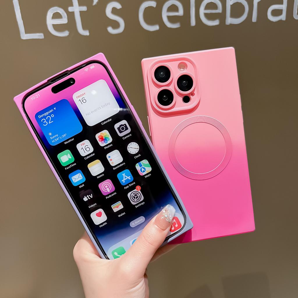 Применимо к чехлу для мобильного телефона iphone14ProMax, квадратный магнитный чехол с постепенным изменением, защитный чехол со встроенной пленкой для линзы Apple 13