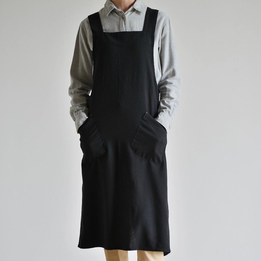 Хлопковый льняной кухонный фартук с карманами для повара, садоводства, работы с крестообразной спиной, для женщин и мужчин, с большим передником, для выпечки, кулинарии