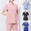 Sleeve Operating Room Uniform Tops Pockets Side Split Hospital Working Tops Nurse Dental