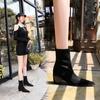 Fashion Suede Leather Fashion Simple Women's Ankle Boots  Point Toe Black Short Boot Autumn Winter Warm Comfort Square Heels Shoes