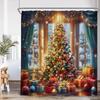 Рождественская шторка для душа Елка Подарки Зимний лес Кедр Природа Пейзаж Дом Настенный гобелен Тканевые шторы для ванной Декор