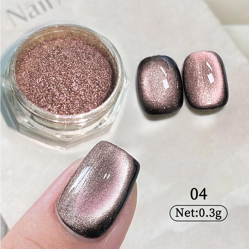 Ретро карамельный цвет квантовая вспышка кошачий глаз пудра, маникюр красно-коричневый вспышка стеклянные бусины шпат кошачий глаз пудра маникюр своими руками