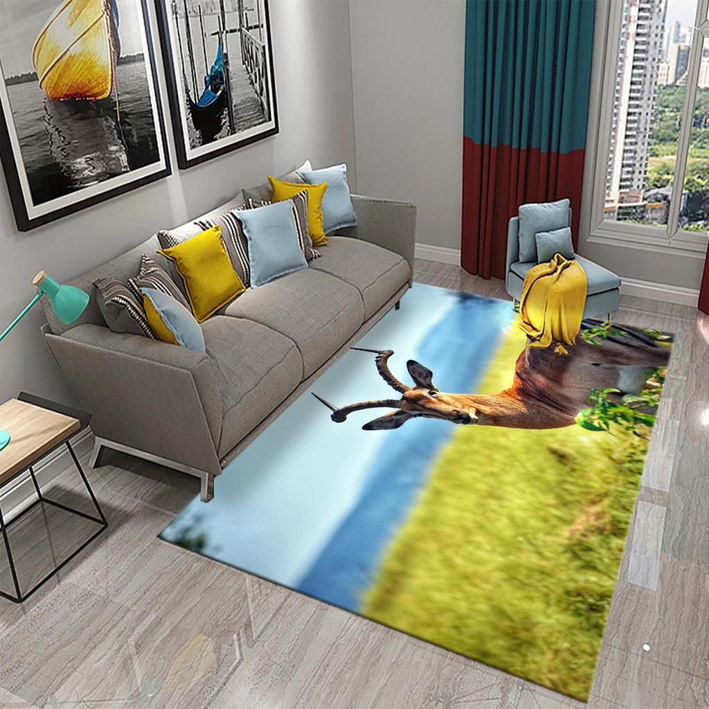 3D Ковер Антилопа Прекрасный Ковер с Животным для Ванной Комнаты Кухни Прихожей Противоскользящий Напольный Ковер Украшение Гостиной Спальни Придверный Коврик