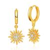 Sunflower Design 18k Real Gold Plated Zircon Inlaid Delicate Fashion Ear Cuff Earrings For Women
