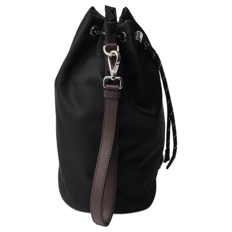 Prada Speedrock Metal Hardware Nylon Bucket Handbag Men's Black