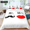Черно-белый пододеяльник Queen/King/Full Size Mr and Mrs Комплект постельного белья из 3 предметов Мягкий микрофибровый парный романтический пододеяльник