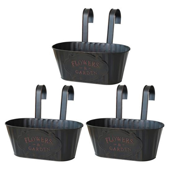 Кашпо для растений на заборе, металлические подвесные цветочные горшки, кашпо для перил, со съемными крючками для сада, забора, дома, балкона, террасы