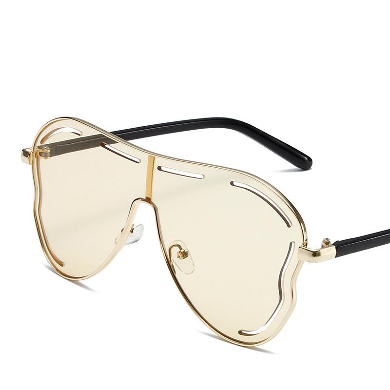 Oversized Hollow One-Piece Sunglasses Women Big Frame 2025 Luxury Brand Special-Shaped Sun Glasses For Ladies Eyewear Shades
