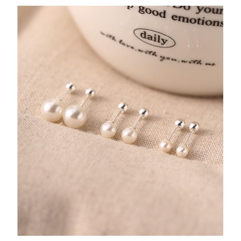 Sterling Pearl Screw Back Earrings Women Minimalist Sweet Delicate Ear Jewelry