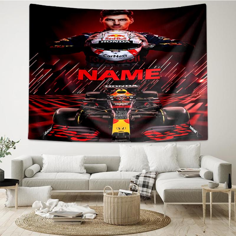 Custom Name Racing Print Tapestry, Backdrop, Easy Setup, Ideal for Bedroom, Office & Living Room, with Aesthetic Wall Hanging Decor.