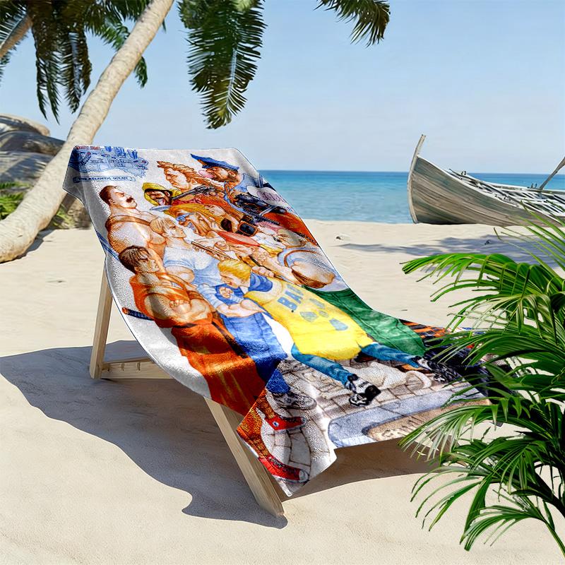 Arcade-style final battle 2D Flat Print Beach Towel, Large Soft Quick Dry Towel for Beach Camping SwimmingSSTJ0917590