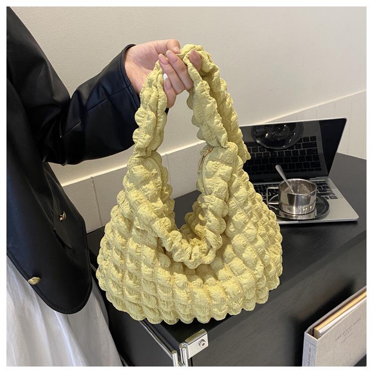 2024 Корейская Девичья Сумка-облако с драпировкой на плечо подмышку - Однотонная сумка для поездок на работу и для шопинга