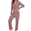 European & American Women's Casual Long-Sleeve Pajama Set with Bow