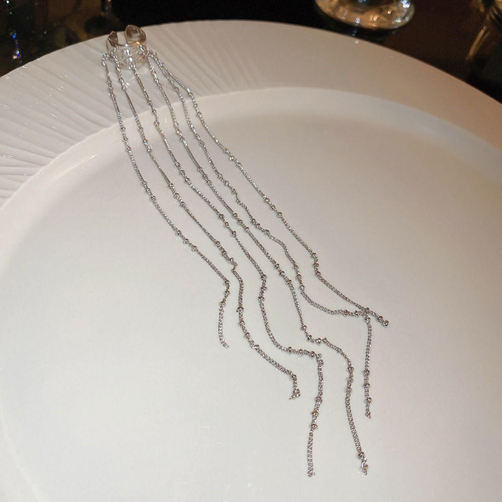 Цинк Цинковый сплав C-образные серьги Этнические каффы для ушей Серьги-линии C-образные серьги с кисточками Длинные клипсы для ушей Девушка