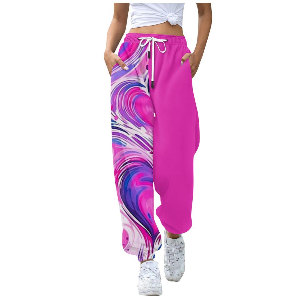 Женские повседневные брюки с принтом на День Святого Валентина и эластичной резинкой на талии