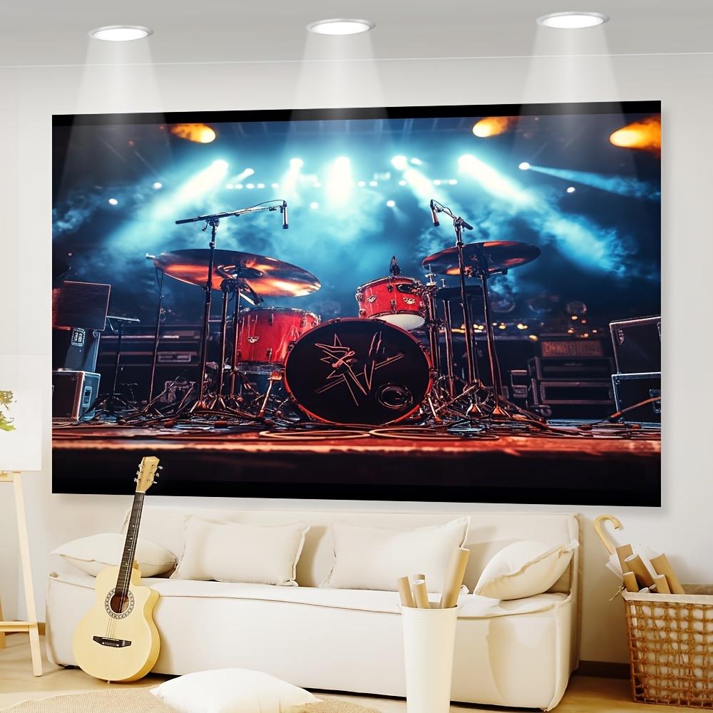 1 шт., Сценический свет для барабанной установки Rock Band, Концертный гобелен, Музыкальное настенное искусство, Декор для мужской комнаты, Печать сцены живого выступления