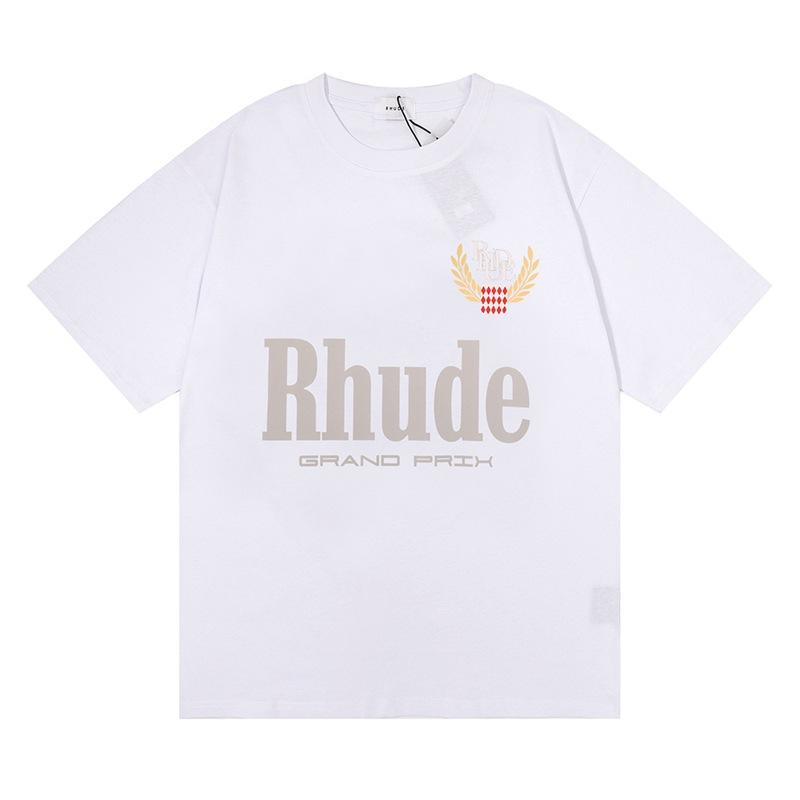 23SS cross-border trendy brand RHUDE micro-label letter printing short-sleeved T-shirt for men and women American high street loose couple
