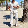 Men's Collar Solid Color Short Sleeved Pants Pleated Style Versatile Casual Suit