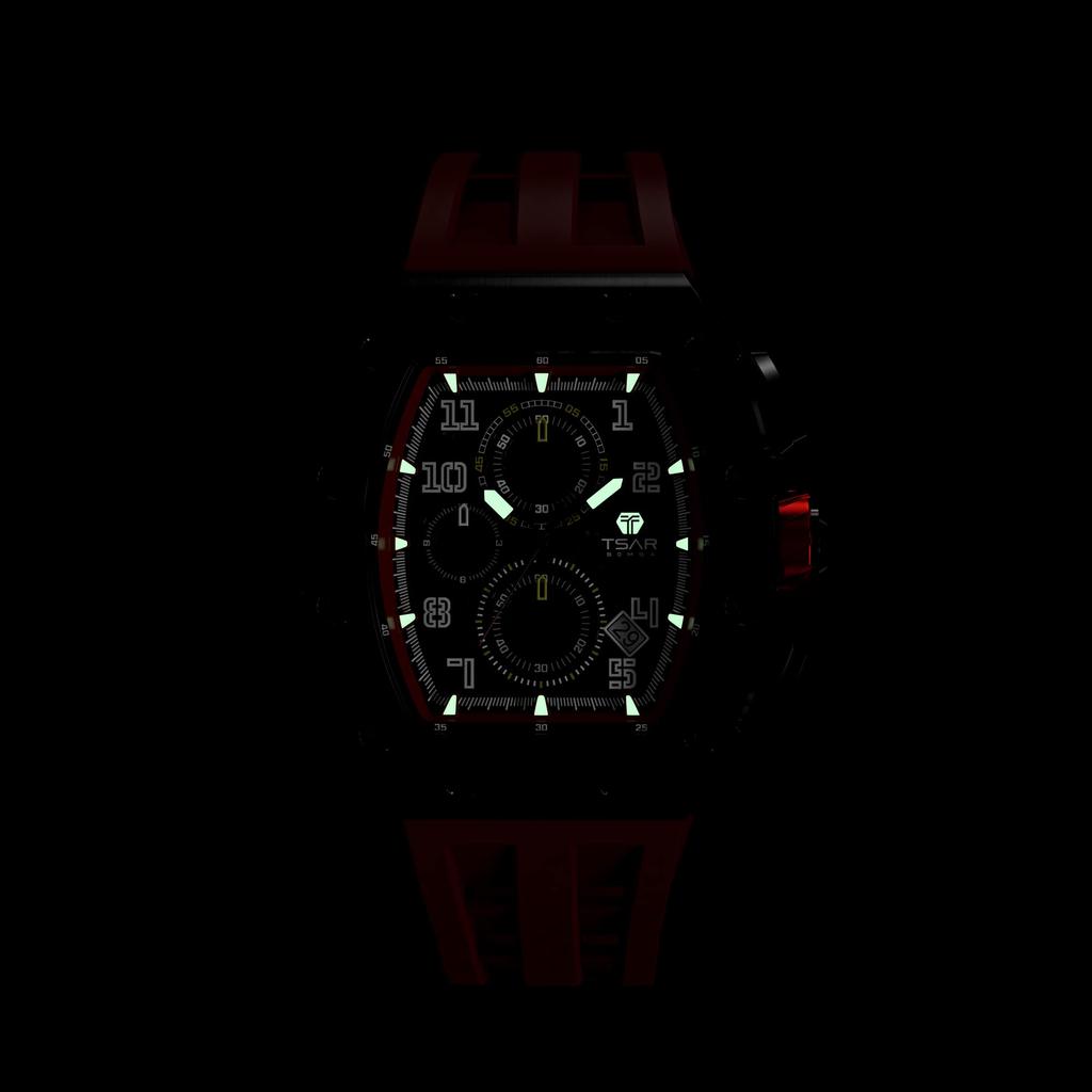 TSAR BOMBA Кварцевый Аналоговый 5 АТМ Водонепроницаемый Бочкообразный Нержавеющая Сталь Простой Большой Повседневный Спорт Идеальный День Победы Красный Мужские Часы, Механизм, Водонепроницаемость, Форма,