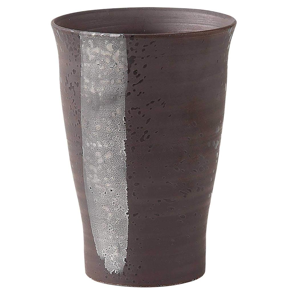 Hasami Ware Seizan Kiln Scut Keypo Brush 293962 Cup, Small, 230ml, Line, Silver,