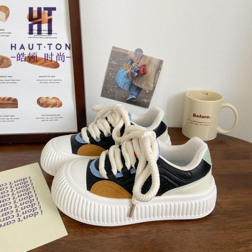 Новые кроссовки с широким носком, винтажные, женские, из искусственной кожи, оксфорды, кроссовки на шнуровке, мокасины Харадзюку, женские, ретро, массивные кроссовки