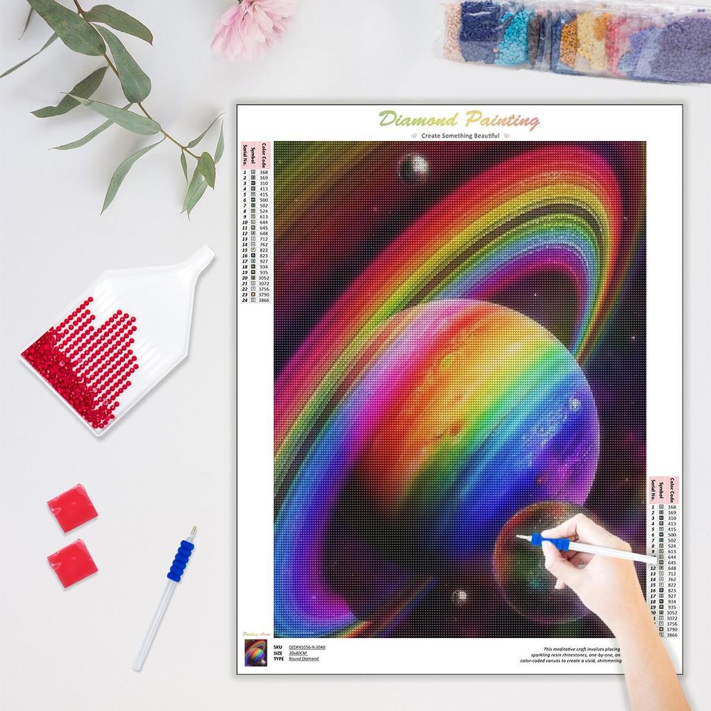 Рамка 5d Алмазная картина Красочная планета Полная круглая вышивка Пейзаж Вышивка крестом Мозаика Украшение для дома 30x40см