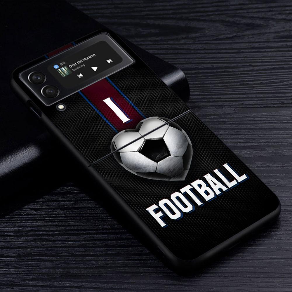 Football Sport Soccer Case for Samsung Galaxy Z Flip4 Flip3 5G PC Hard Cell Phone Shell Z Flip 4 3 Black Zflip4 Zflip3 Cover