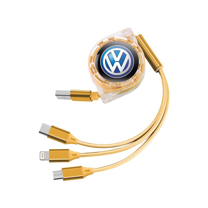 W161 Новый 3-в-1 Micro USB Type C Зарядный кабель Мультизарядное устройство Для Volkswagen RLine Golf GTI Passat Jetta Beetle B7 B5 Tiguan Scirocco