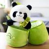 New Bamboo Panda Plush Stuffed Toy Soft Bamboo Bag Simulation Stuffed Panda Cute Pillow Panda Cat Doll Childen's Birthday Gift
