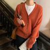 Кардиган, женский свитер с v-образным вырезом, повседневный и универсальный осенне-зимний повседневный однотонный вязаный свитер с v-образным вырезом и длинными рукавами, женский топ