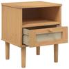 Nightstand SENJA Rattan Look Brown 40x35x48 cm Solid Pine Wood