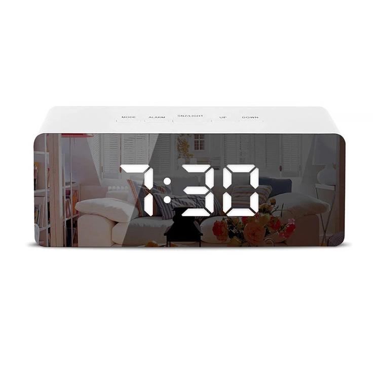 New Design Mirror Desk Clock Hot Selling Digital Alarm Clock LED Thermometer Display Table Desktop Clock