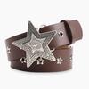 Fashion Womens Leather Belt With Star Pattern And Metal Buckle For Casual And Office Wear