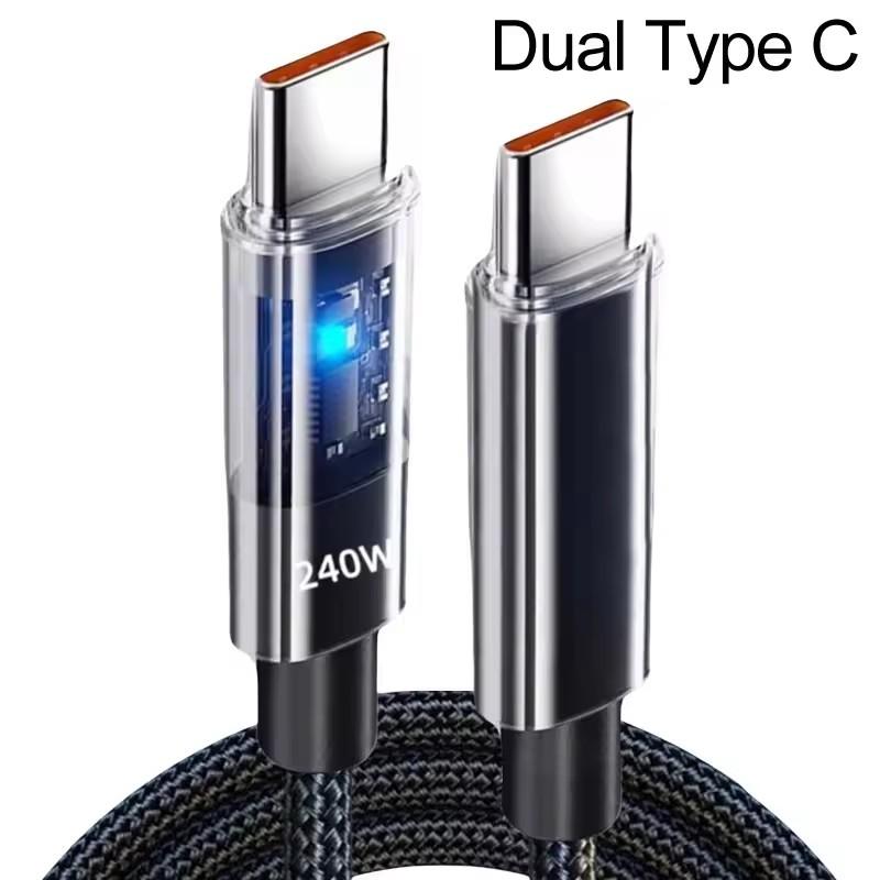 240 В Двойная Зарядная Линия Тип-C USB C на Type C Кабель Быстрая Зарядка Нейлоновая Оплетка TypeC Кабель для Передачи Данных для Samsung Huawei Mi Ноутбука