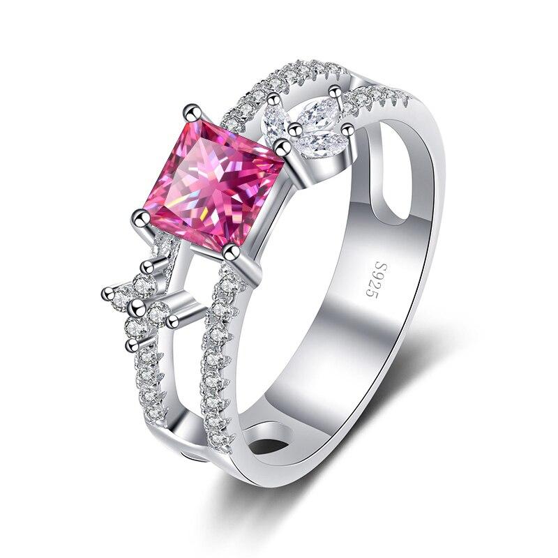 Bague Ringen Четыре когтя D Цвет 1 карат Принцесса огранка Муассанит Кольцо S925 Серебряная пластина Pt950 Платиновые украшения для женщин Свадебные украшения