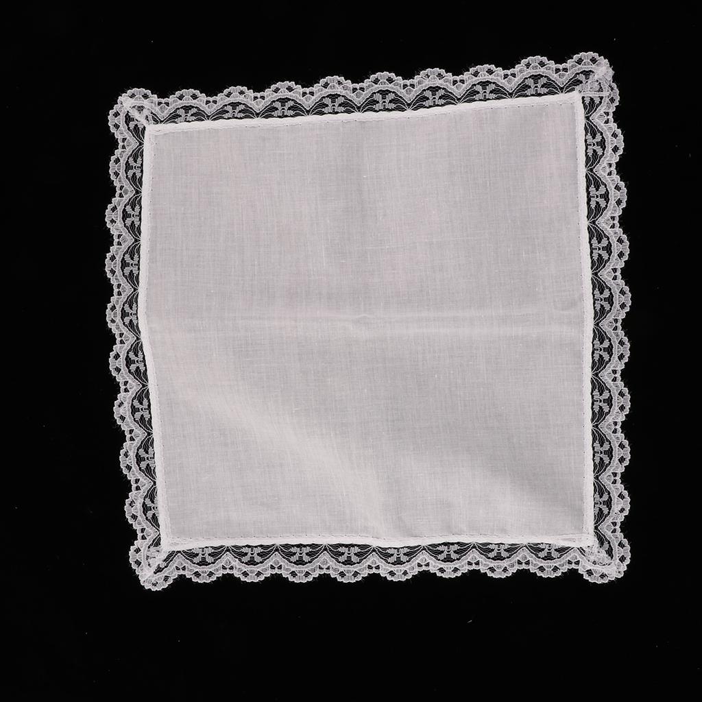 5Pcs 100% Cotton White Handkerchiefs Hanky Pocket Square for Men Women 23x25cm