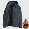Men's Camouflage Windproof Jacket with Removable Hood - Velvet-Lined for Autumn and Winter Mountaineering.