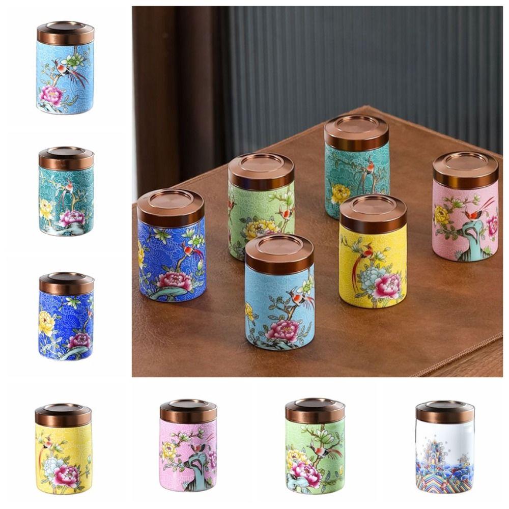 Ceramics Tea Storage Container Sealed Tea Storage Jar Versatile Storage Can  Floral Arrangement